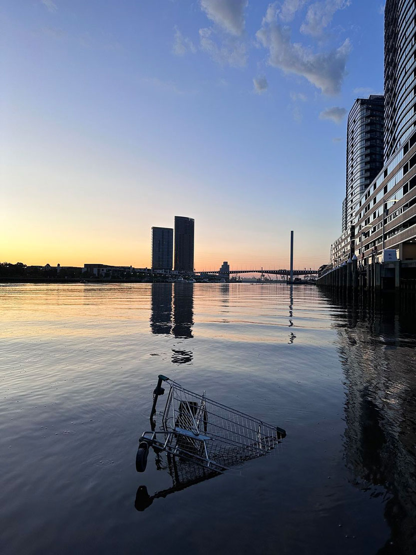 Discarded shopping trolleys in Docklands