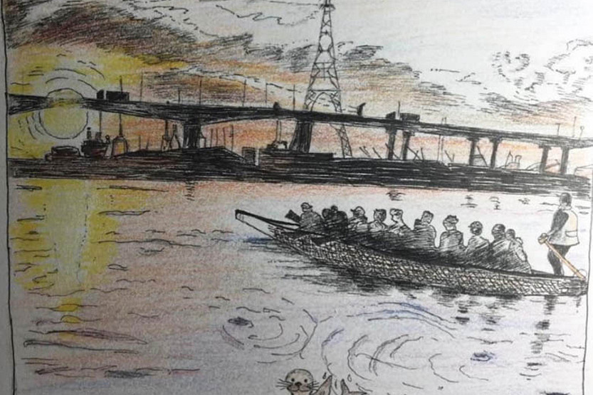 Locked-down hobby-artist finds solace in waterfront sketch